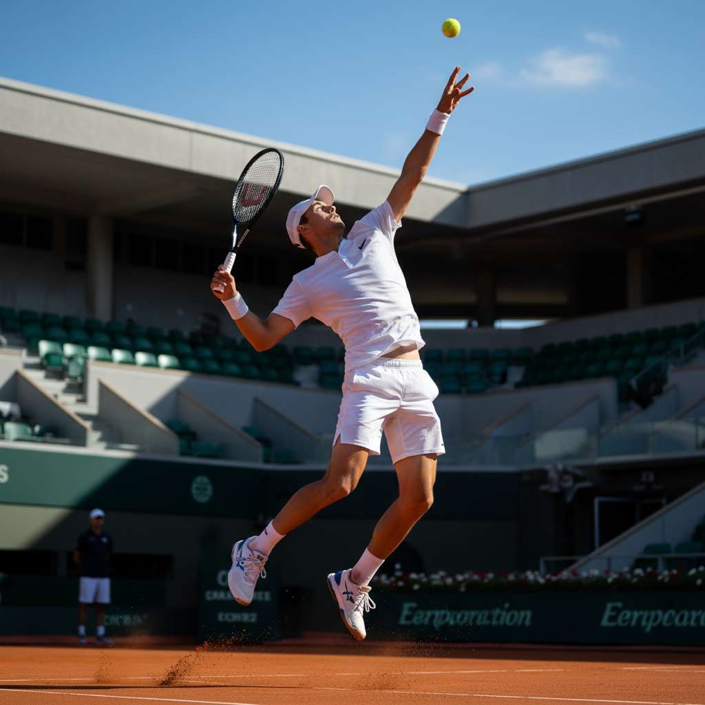 Tennisprofi beim Aufschlag auf dem Münchner Court